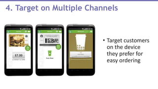 • Target customers
on the device
they prefer for
easy ordering
4. Target on Multiple Channels
 