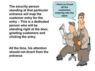 I Have to Count
The security person                all the
standing at that particular      customers
                    ...