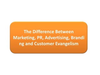 The Difference Between Marketing, PR, Advertising, Branding and Customer Evangelism