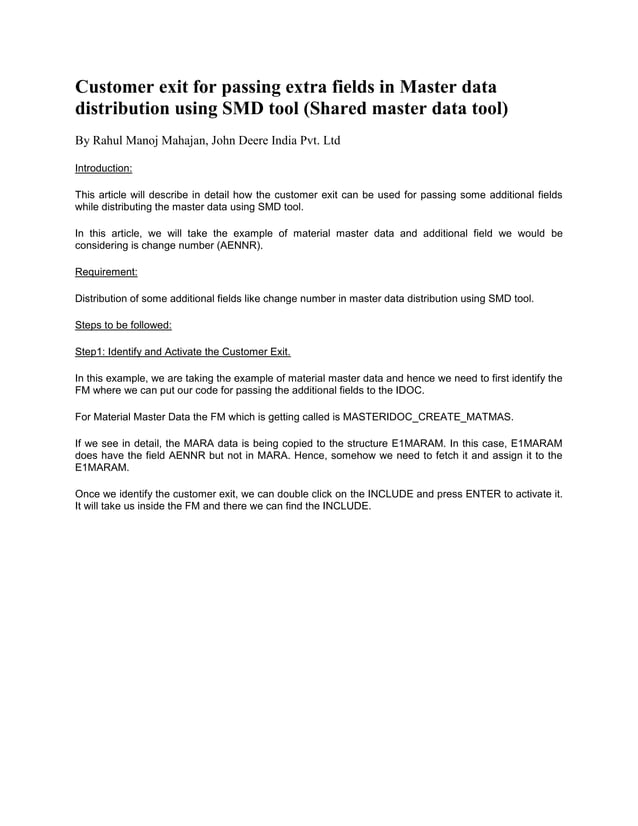 Customer exit for passing extra fields in master data distribution ...