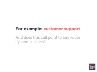 For example: customer support
And does this call point to any wider
systemic issues?
	
	
	
	
	
	
 