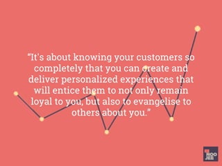 “It's about knowing your customers so
completely that you can create and
deliver personalized experiences that
will entice...