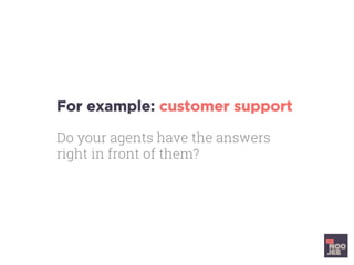 For example: customer support
Do your agents have the answers
right in front of them?
	
	
	
	
 