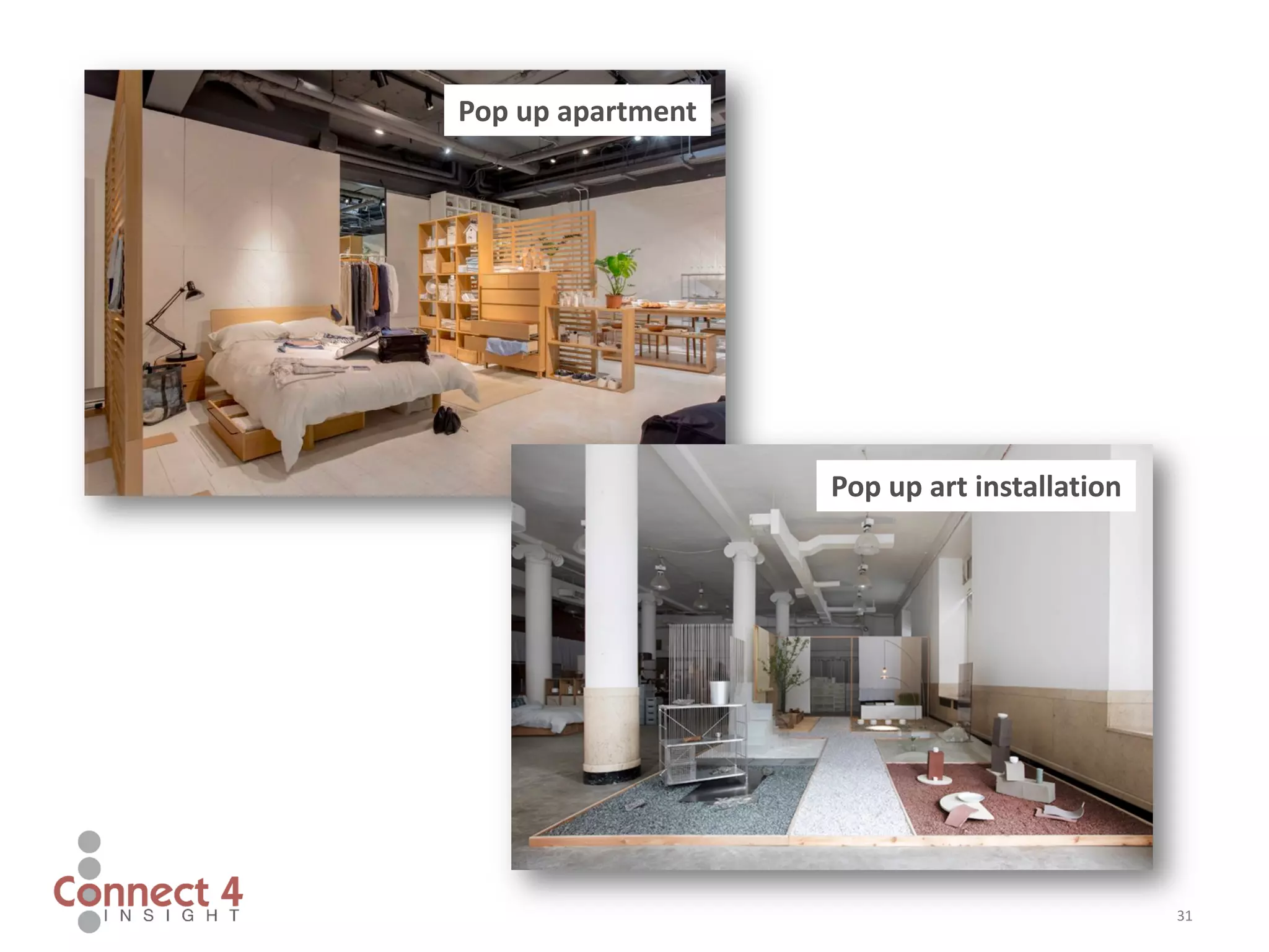 31
Pop up apartment
Pop up art installation
 