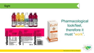 Neuroscience of CEM: Ian Rheeder
Sight
Pharmacological
look/feel,
therefore it
must “work”.
 