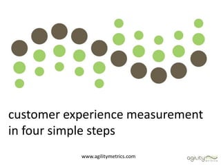 customer experience measurement in four simple steps www.agilitymetrics.com 