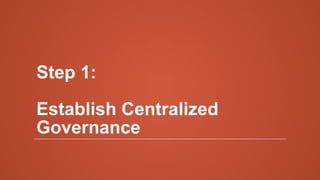 Step 1:
Establish Centralized
Governance
 