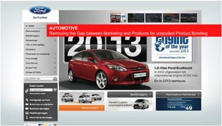 AUTOMOTIVE
Removing the Gap between Marketing and Products for unspoiled Product Bonding
AUTOMOTIVE
Removing the Gap between Marketing and Products for unspoiled Product Bonding
Copyright © 2013, Oracle and/or its affiliates. All rights reserved.57
 