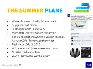 THE SUMMER PLANE
•   Where do you want to fly this summer?
•   Suggest a destination!
•   800 suggestions in one week
•   ...