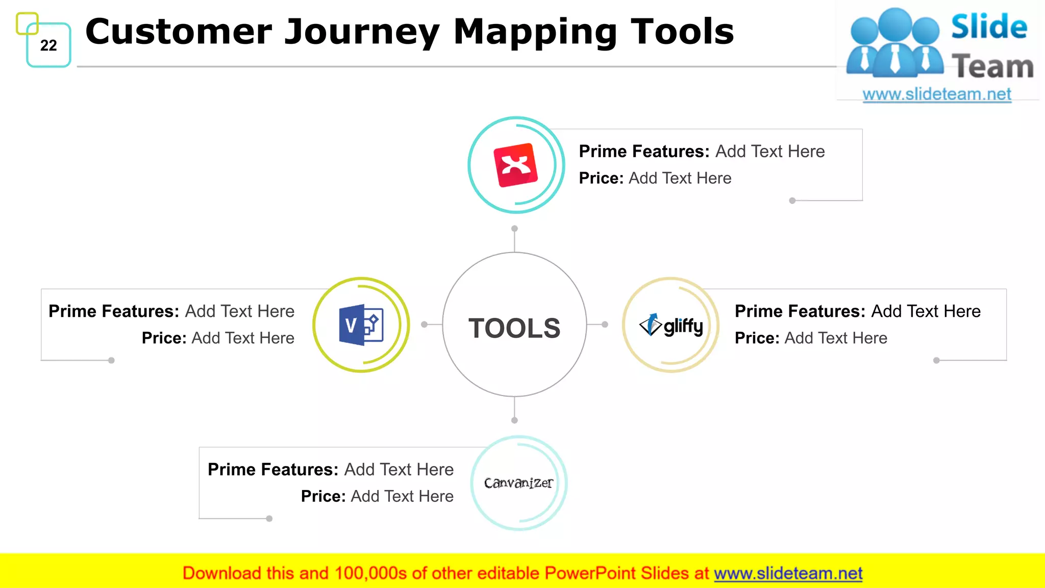 22 Customer Journey Mapping Tools
TOOLS
Prime Features: Add Text Here
Price: Add Text Here
Prime Features: Add Text Here
Price: Add Text Here
Prime Features: Add Text Here
Price: Add Text Here
Prime Features: Add Text Here
Price: Add Text Here
 