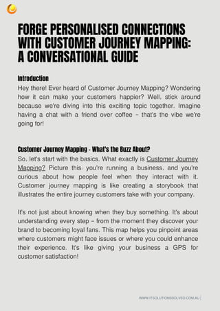 Forge Personalised Connections with Customer Journey Mapping: A Conversational Guide