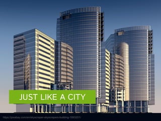 https://pixabay.com/en/skyscraper-skyscrapers-building-1893201/
JUST LIKE A CITY
 