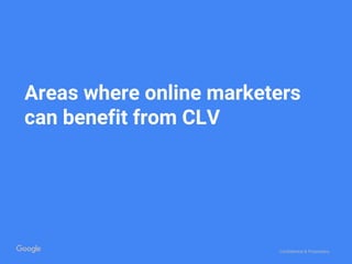 Confidential & Proprietary
Areas where online marketers
can benefit from CLV
 