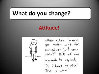 What do you change?
Attitude!

 