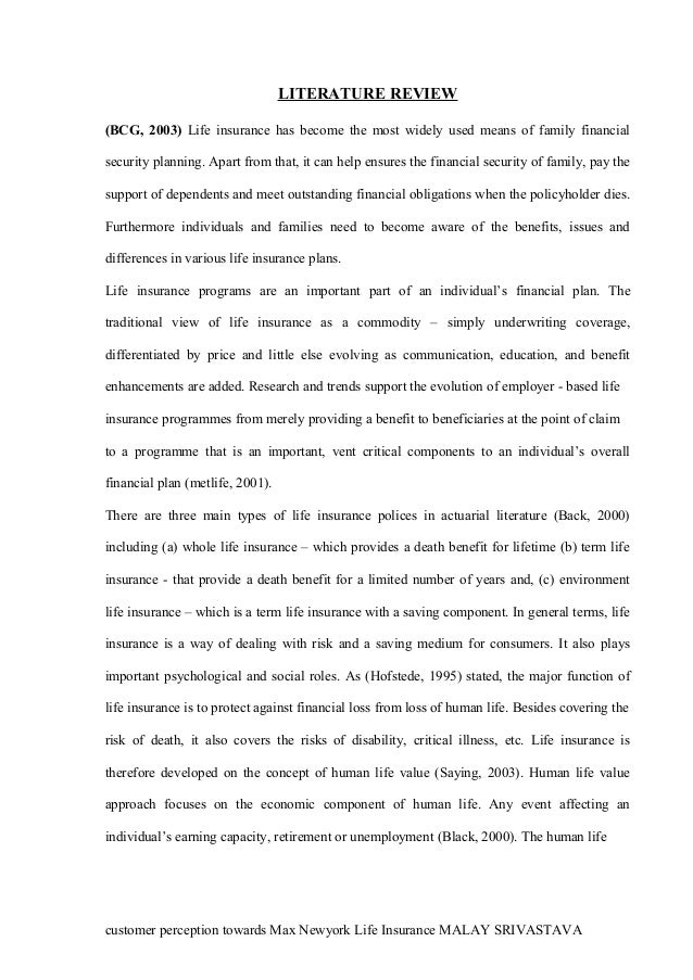 Literature review on customer perception on insurance