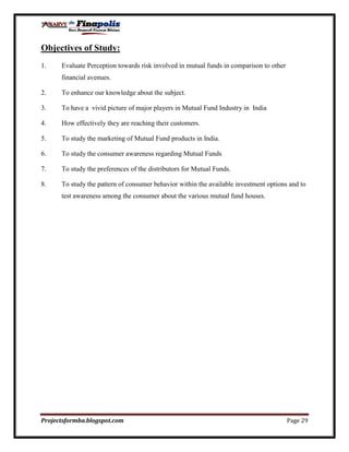 Customer perception towards mutual funds