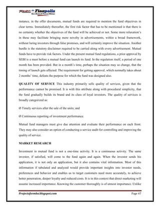Customer perception towards mutual funds