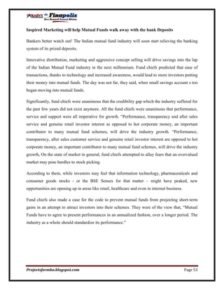 Customer perception towards mutual funds