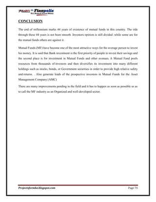 Customer perception towards mutual funds