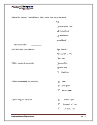 Customer perception towards mutual funds