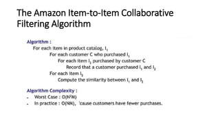 The Amazon Item-to-Item Collaborative
Filtering Algorithm
 