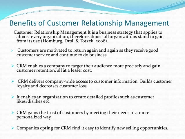 what are the advantages of customer relationship management