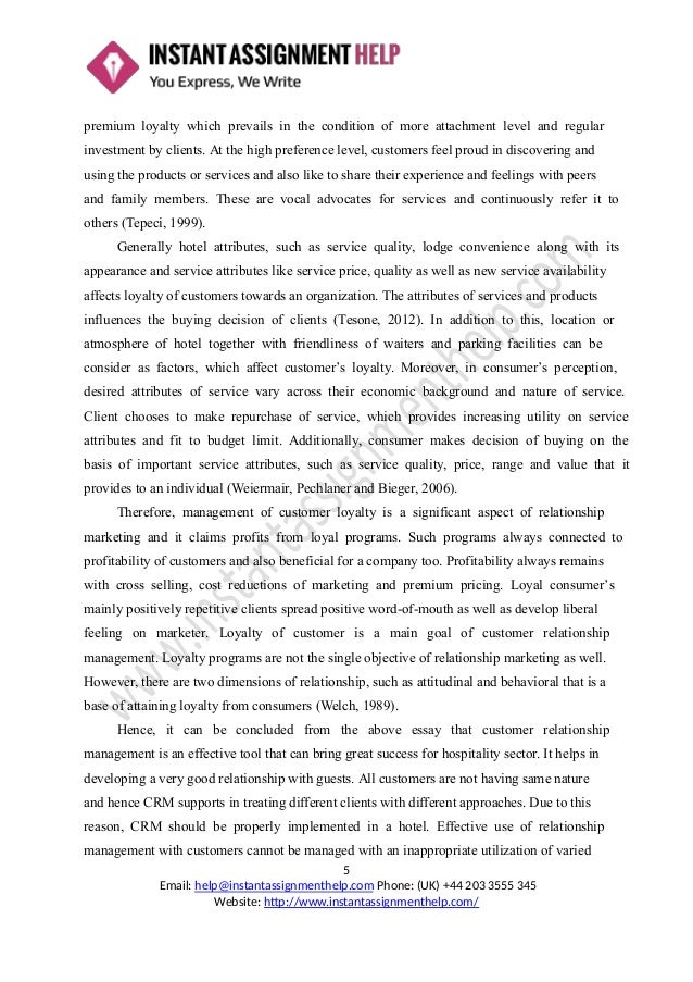 Research paper hospitality and customer relationship management