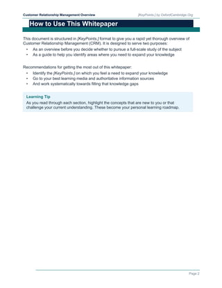 Comprehensive Customer Relationship Management Overview (White-paper) | PDF