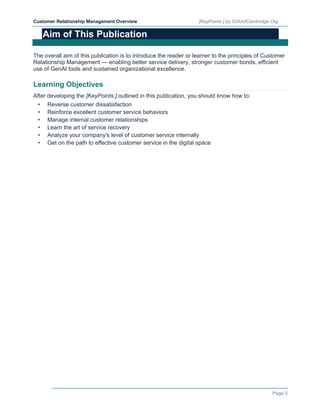Comprehensive Customer Relationship Management Overview (White-paper) | PDF