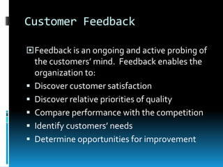 Outstanding serviceWhat is QualityQuality- meeting or exceeding the customer’s expectations.Quality can be quantified as: Q=P/EQ=QualityP=PerformanceE=Expectations