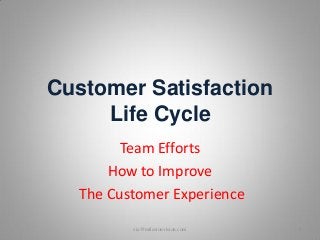 Customer Satisfaction
Life Cycle
Team Efforts
How to Improve
The Customer Experience
zia@milestonvision.com

1

 