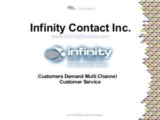 Infinity Contact Inc.
www.InfinityContact.com
Customers Demand Multi Channel
Customer Service
 