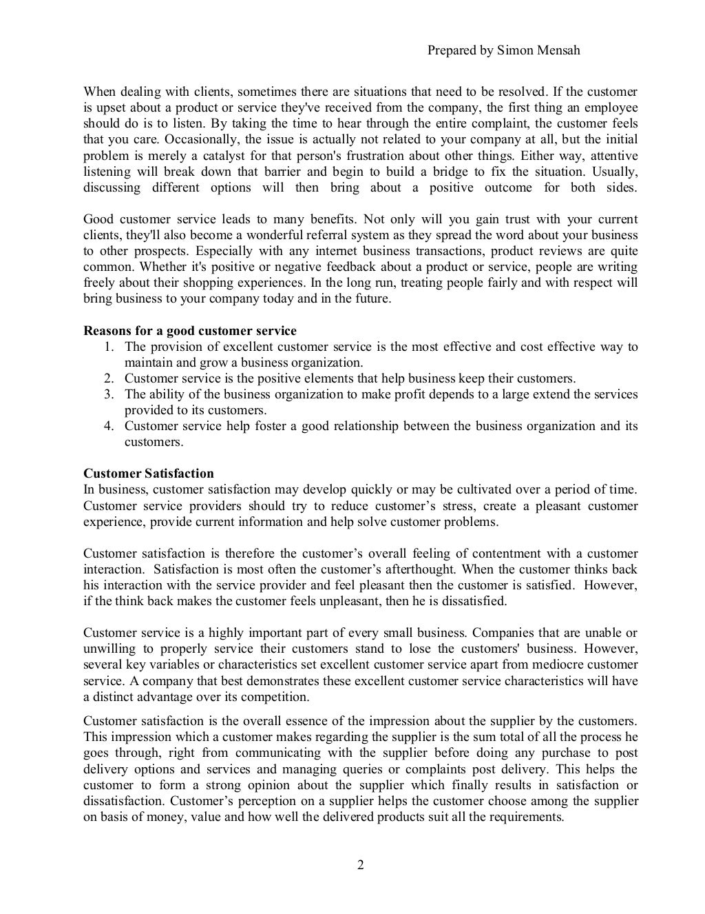 customer service dissertation pdf