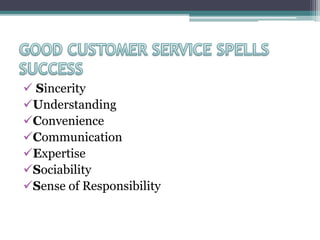  Sincerity
Understanding
Convenience
Communication
Expertise
Sociability
Sense of Responsibility
 