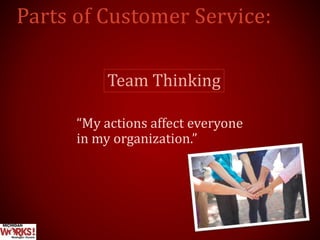 Team Thinking
“My actions affect everyone
in my organization.”
 