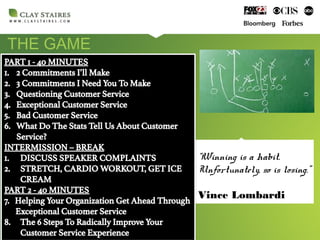 THE GAME
PLAN
“Winning is a habit.
Unfortunately, so is losing.”
Vince Lombardi
 