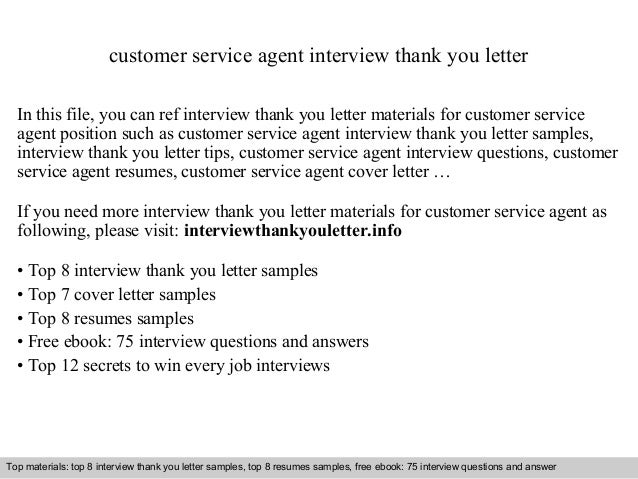 Customer Service Agent Interview Thank You Letter In This File Can Ref