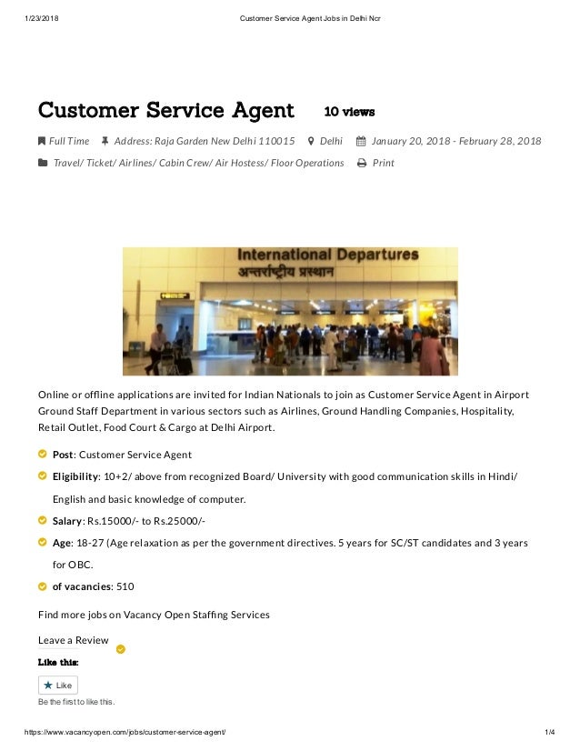 Customer Service Agent Jobs In Delhi Ncr