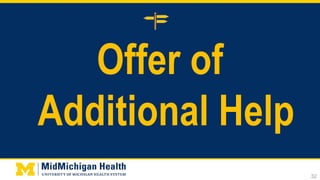 Offer of
Additional Help
32
 