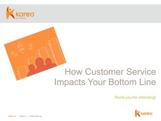 How Customer Service
Impacts Your Bottom Line
Thank you for attending!

PAGE 35

KAREO | CONFIDENTIAL

 