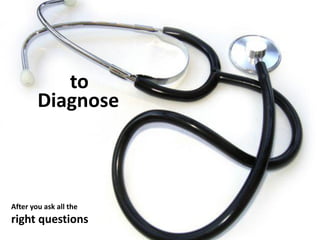 Diagnose
to
After you ask all the
right questions
 
