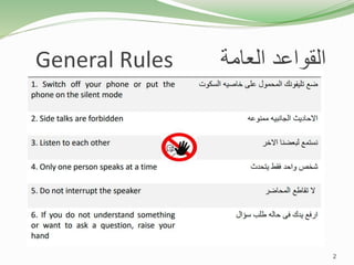 ‫العامة‬ ‫القواعد‬
General Rules
2
 