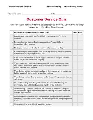 Customer service quiz | PDF