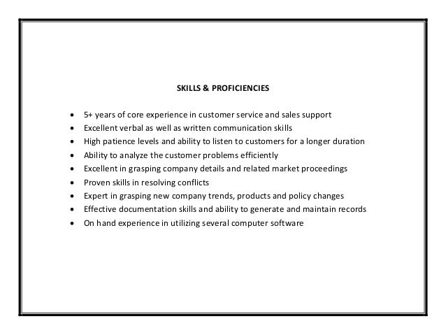 customer service resume sample resume proficiencies examples