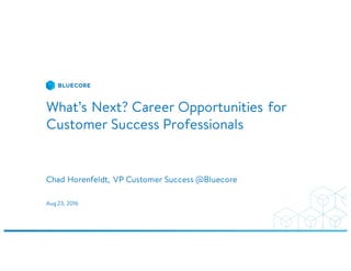 What’s Next? Career Opportunities for
Customer Success Professionals
Chad Horenfeldt, VP Customer Success @Bluecore
Aug23, 2016
 