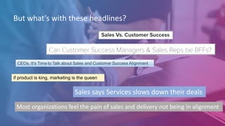 But what’s with these headlines?
if product is king, marketing is the queen
Sales says Services slows down their deals
Most organizations feel the pain of sales and delivery not being in alignment
 