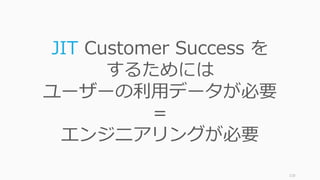 110
JIT Customer Success を
するためには
ユーザーの利⽤データが必要
＝
エンジニアリングが必要
 