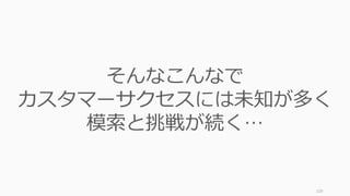 120
そんなこんなで
カスタマーサクセスには未知が多く
模索と挑戦が続く…
 
