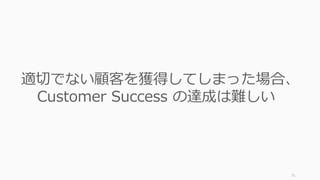 75
適切でない顧客を獲得してしまった場合、
Customer Success の達成は難しい
 