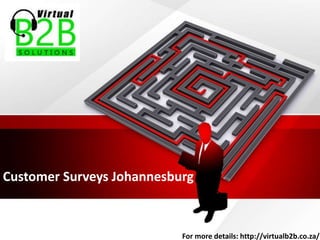 Customer Surveys Johannesburg
For more details: http://virtualb2b.co.za/
 